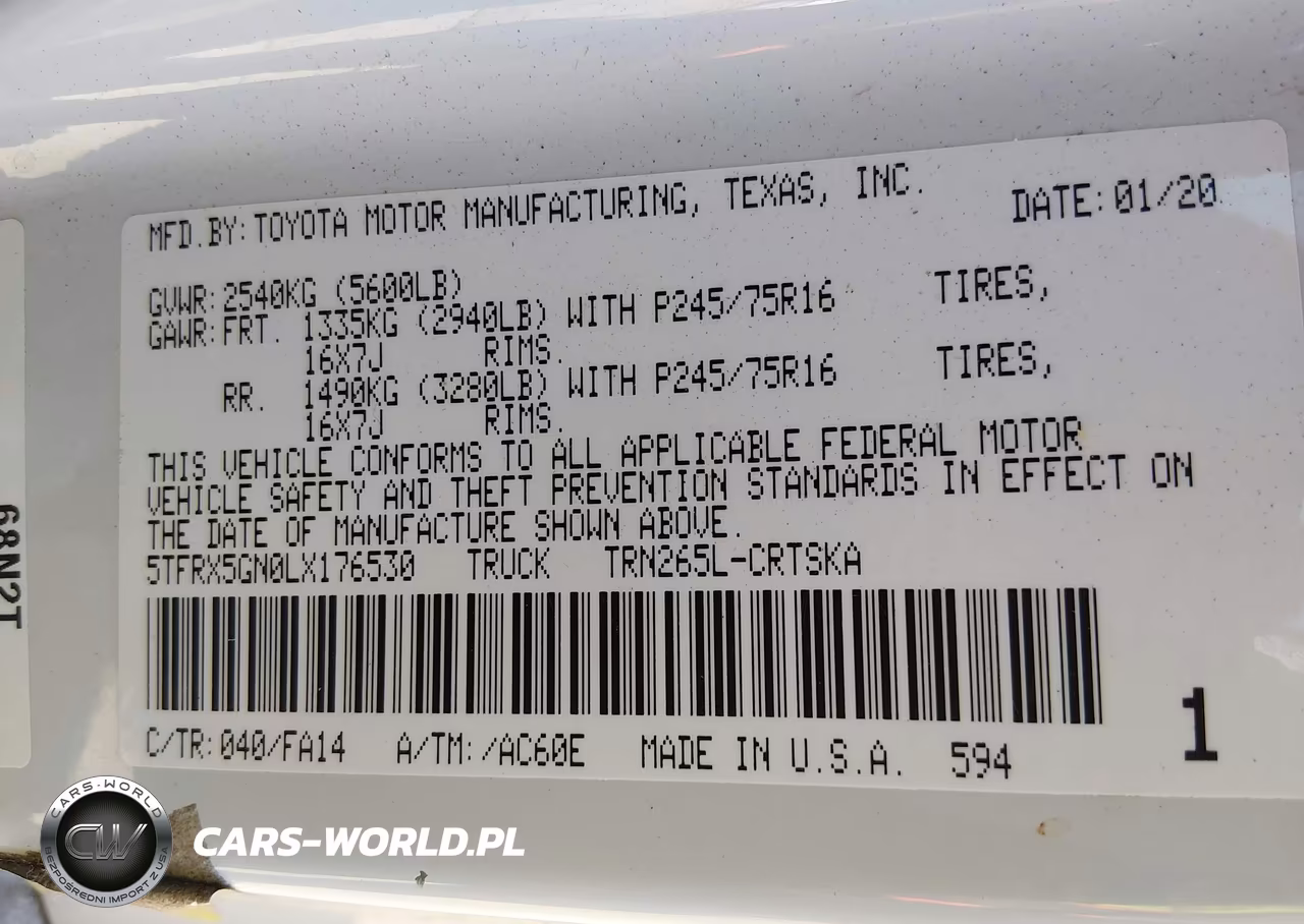 2020 Toyota Tacoma Sr VIN:5TFRX5GN0LX176530 - 9