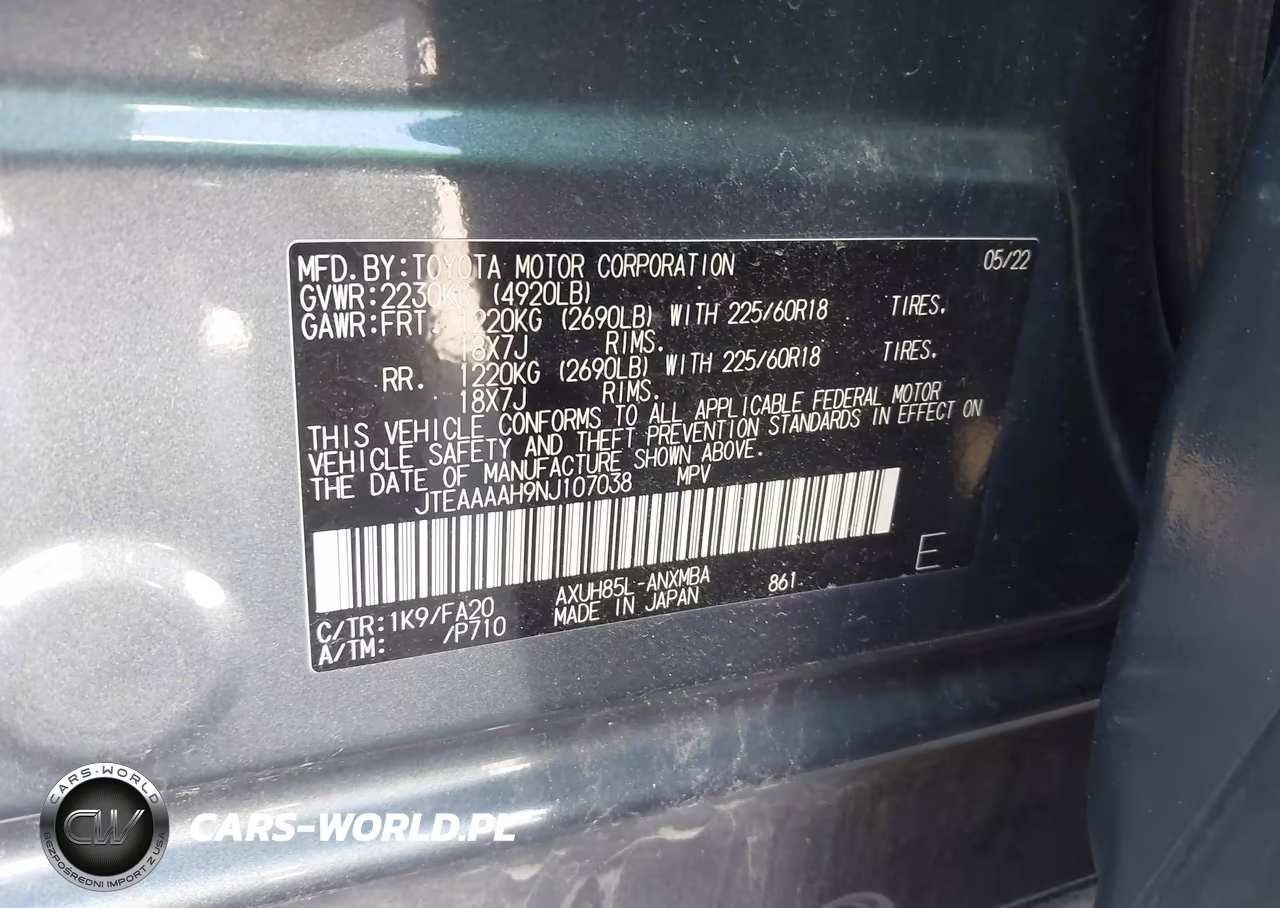 2022 Toyota Venza Le VIN:JTEAAAAH9NJ107038 - 9