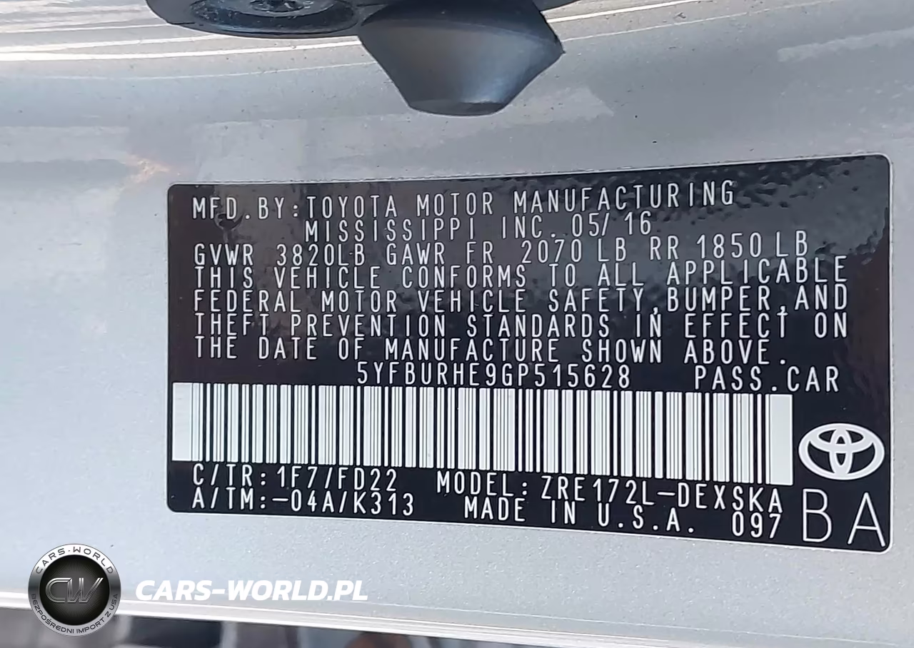 2016 Toyota Corolla S Plus VIN:5YFBURHE9GP515628 - 9