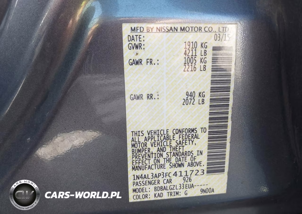2015 Nissan Altima 2.5 S VIN:1N4AL3AP3FC411723 - 9