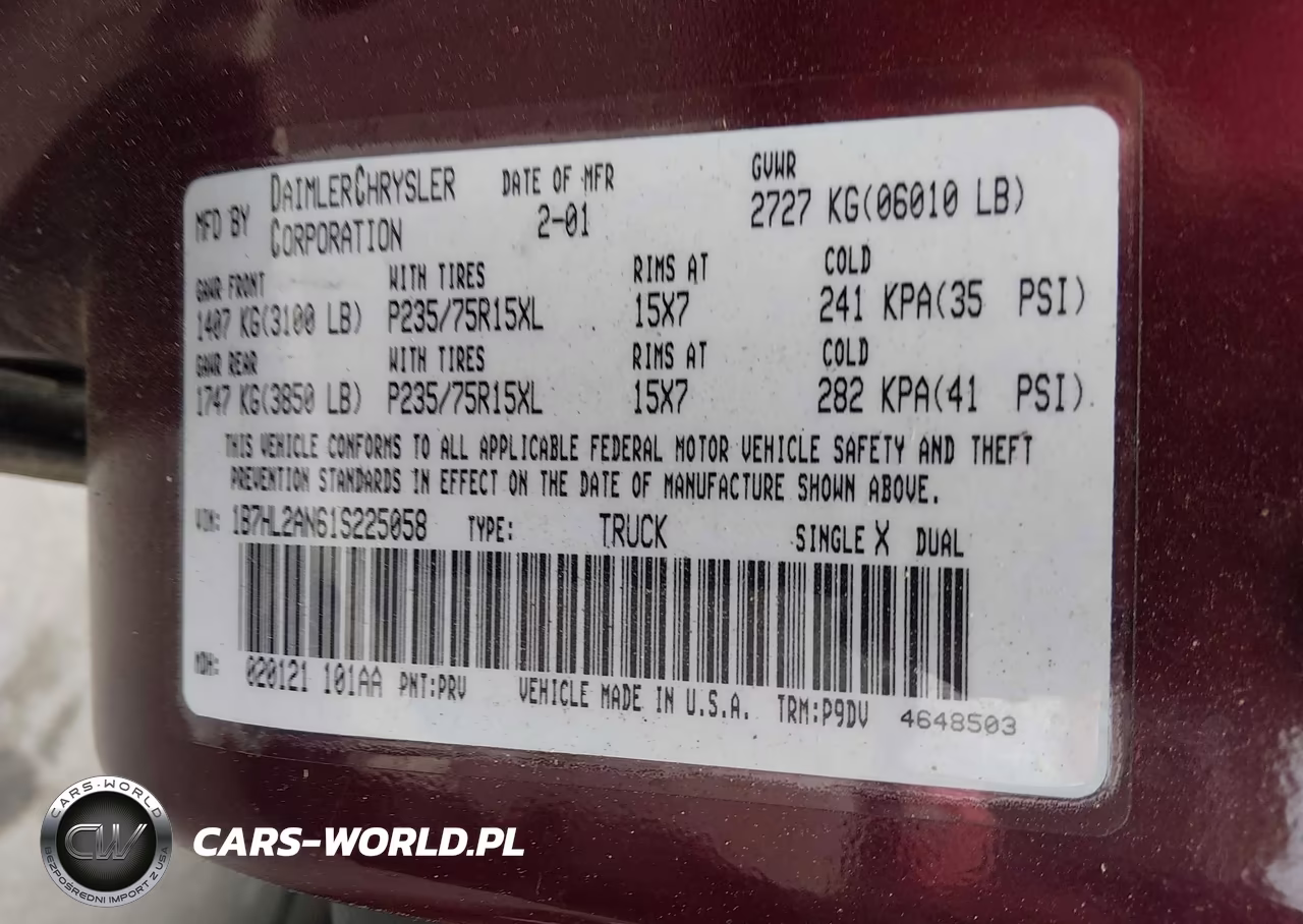 2001 Dodge Dakota Slt-Sport VIN:1B7HL2AN61S225058 - 9