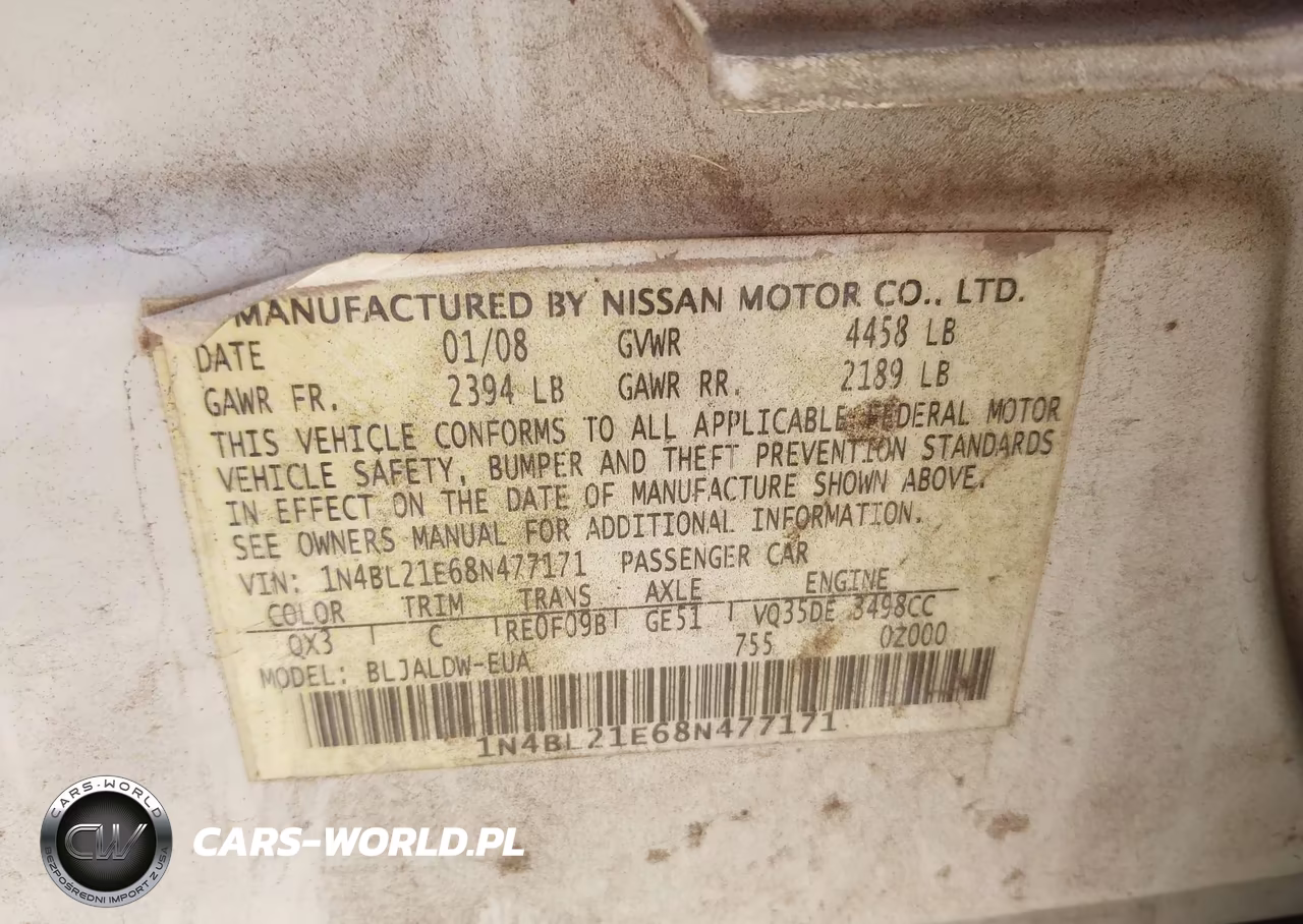2008 Nissan Altima 3.5 Se VIN:1N4BL21E68N477171 - 9