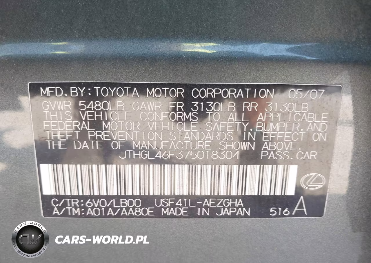 2007 Lexus Ls 460 L VIN:JTHGL46F375018304 - 9