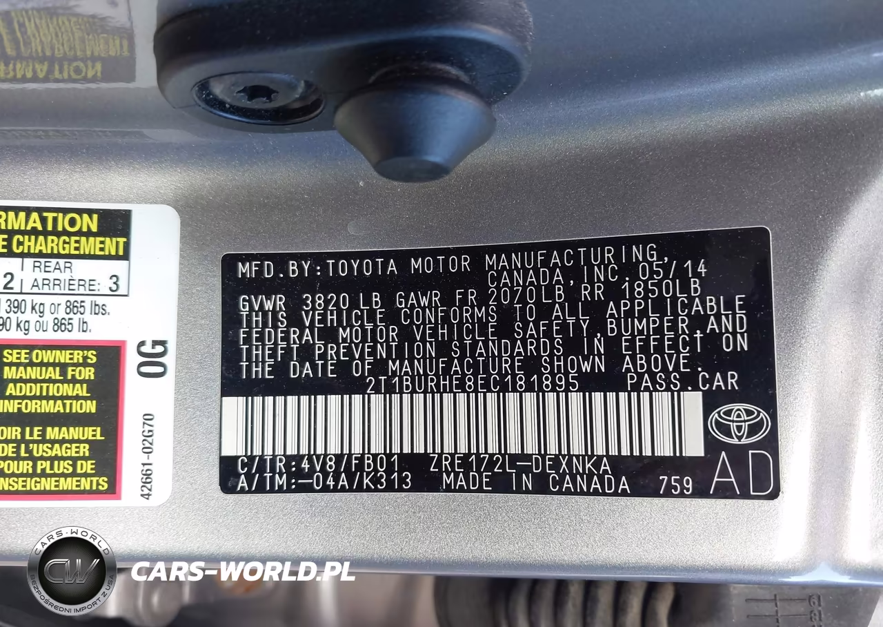 2014 Toyota Corolla Le VIN:2T1BURHE8EC181895 - 9