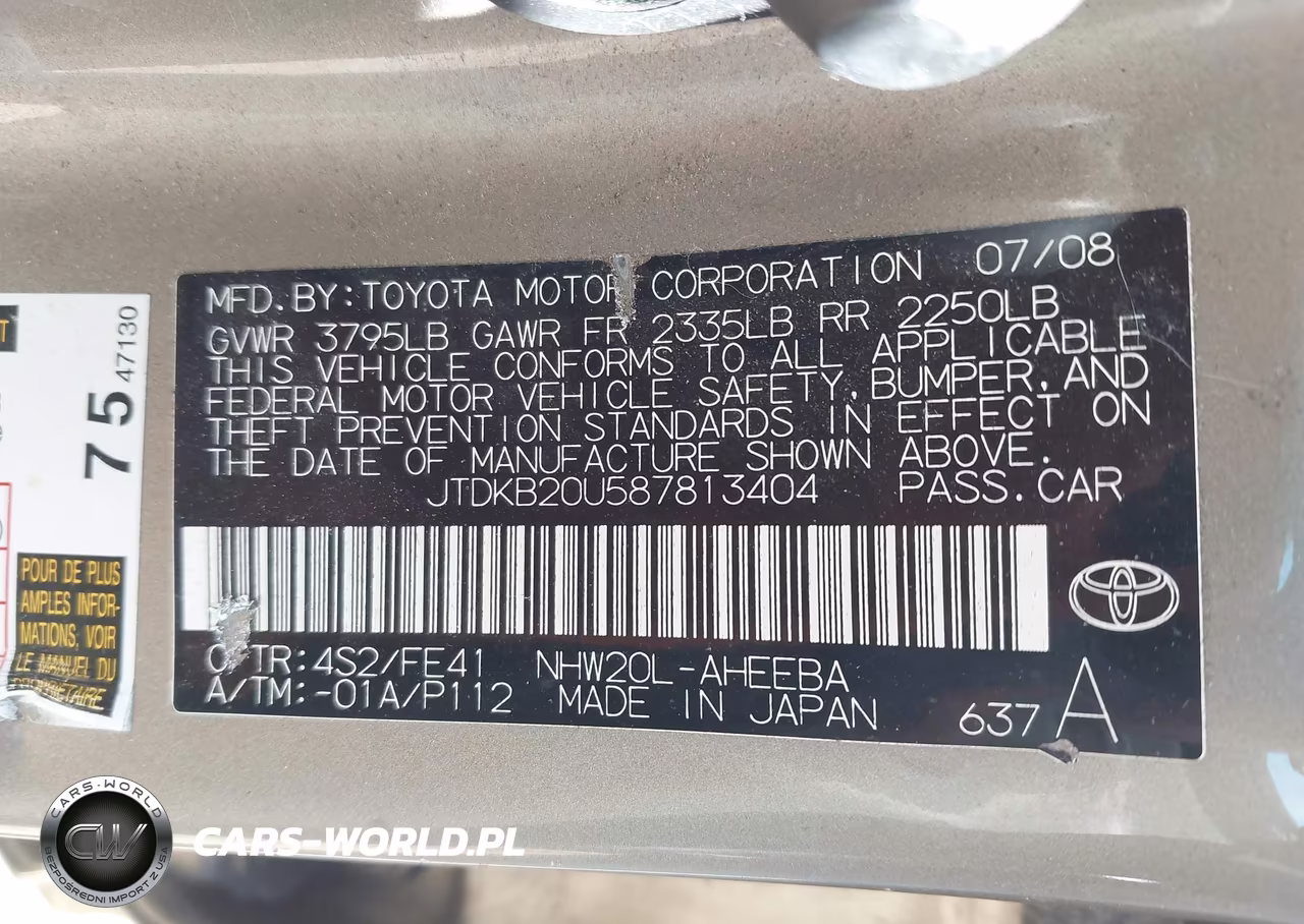 2008 Toyota Prius VIN:JTDKB20U587813404 - 9