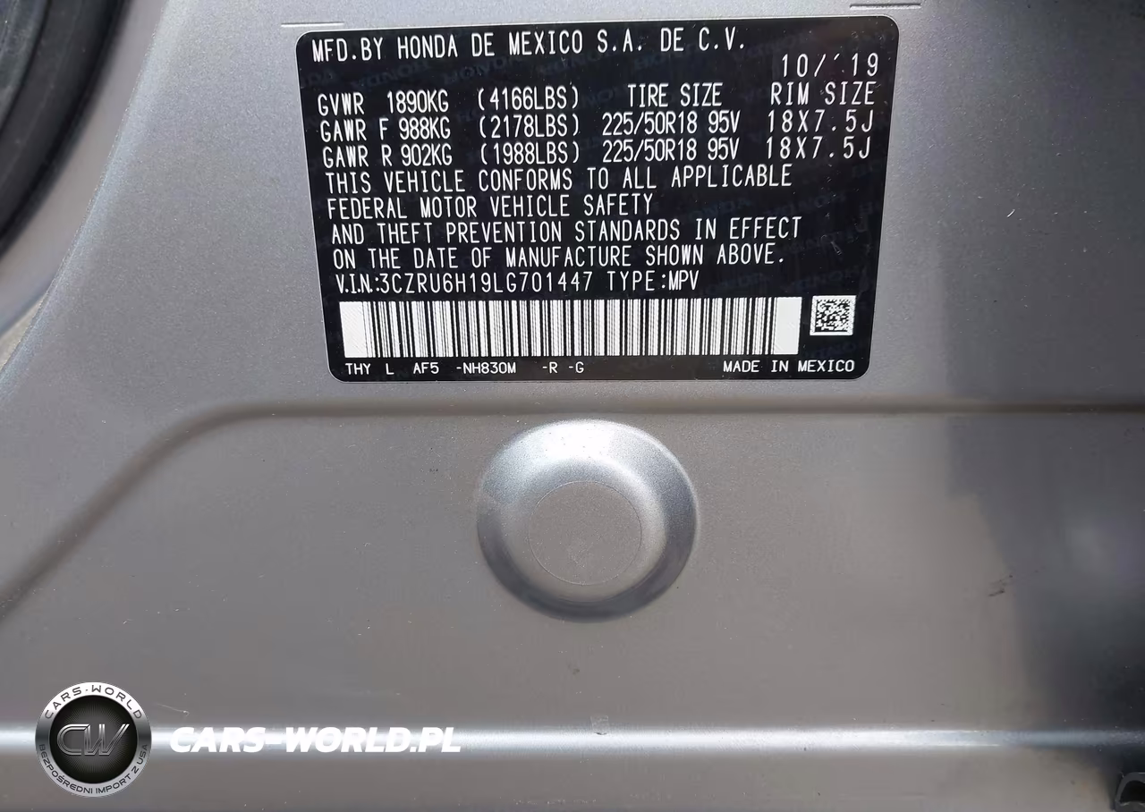 2020 Honda Hr-V Awd Sport VIN:3CZRU6H19LG701447 - 9