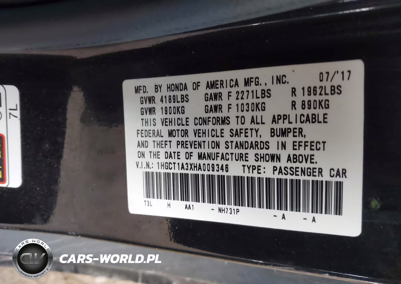 2017 Honda Accord Lx-S VIN:1HGCT1A3XHA009346 - 9