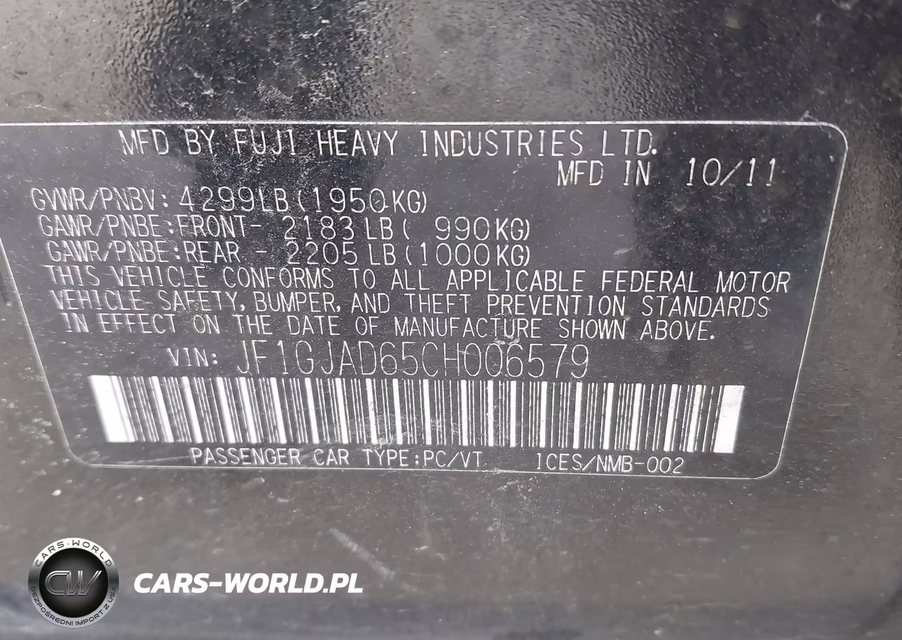 2012 Subaru Impreza 2.0I Premium VIN:JF1GJAD65CH006579 - 9
