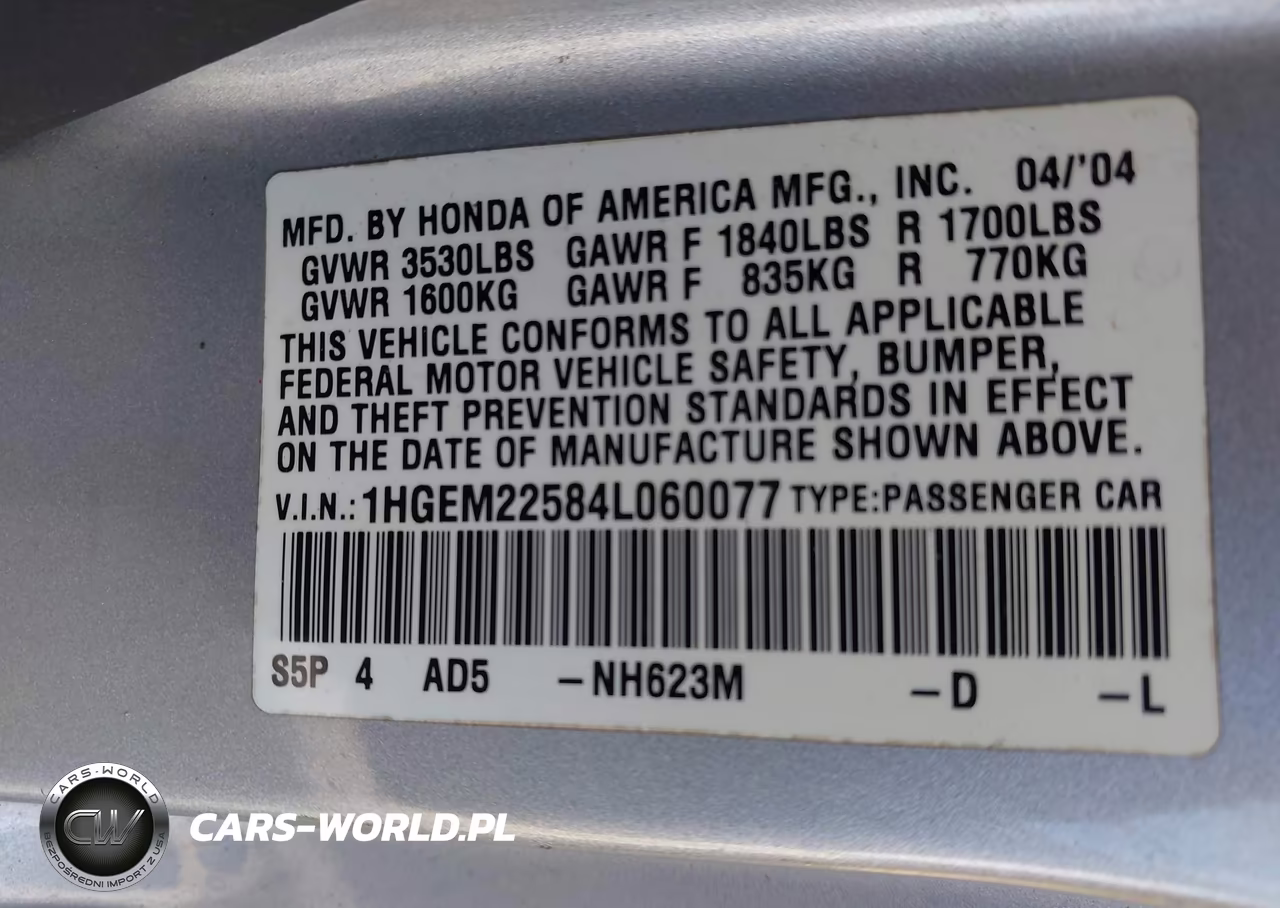 2004 Honda Civic Lx VIN:1HGEM22584L060077 - 9