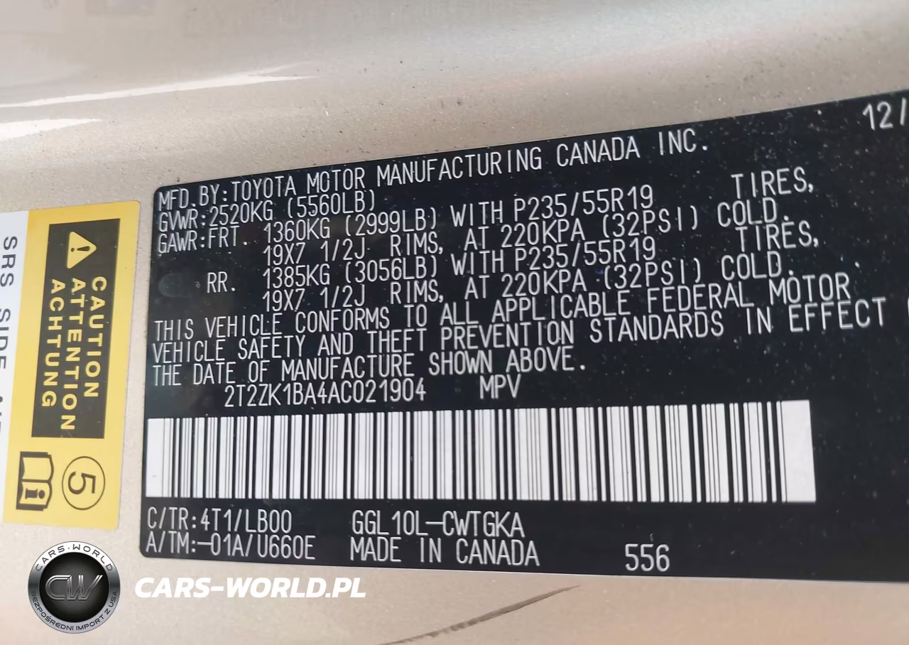 2010 Lexus Rx 350 VIN:2T2ZK1BA4AC021904 - 9
