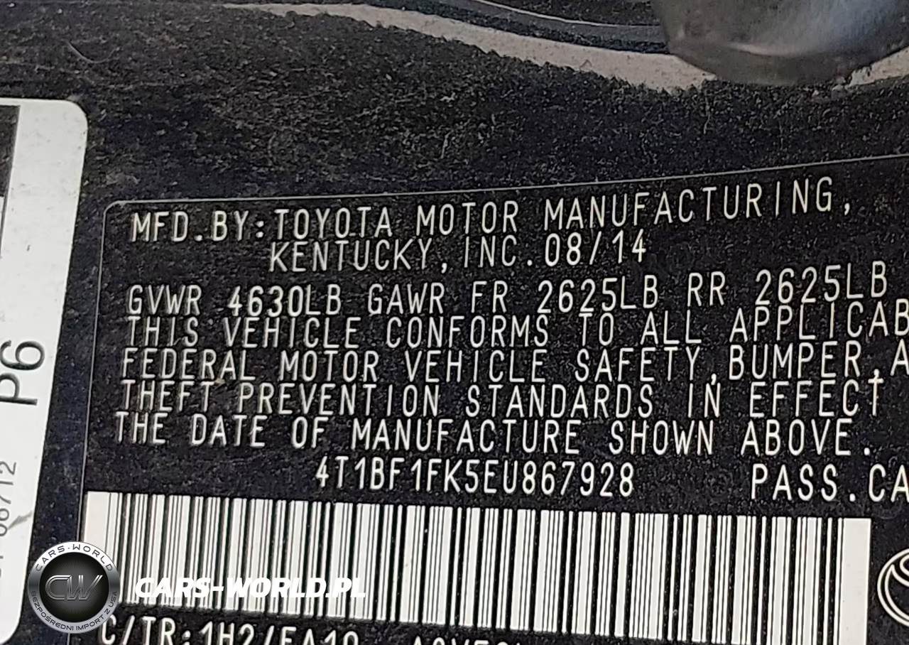 2014 Toyota Camry L VIN:4T1BF1FK5EU867928 - 9