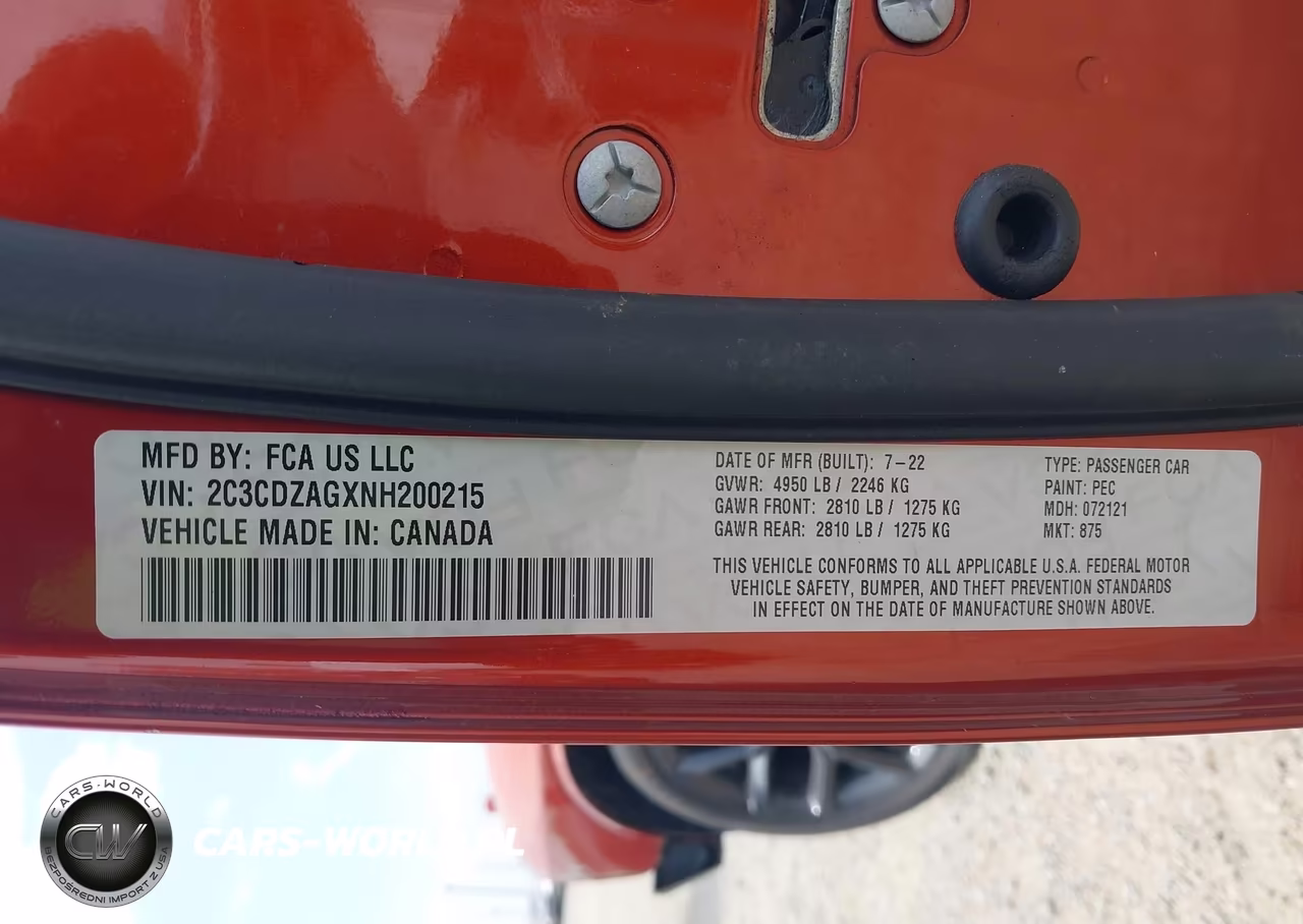 2022 Dodge Challenger Sxt VIN:2C3CDZAGXNH200215 - 9