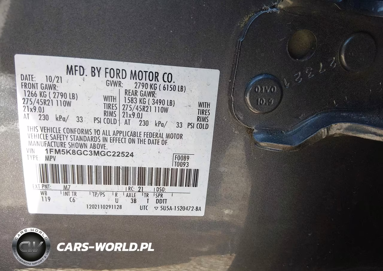 2021 Ford Explorer St VIN:1FM5K8GC3MGC22524 - 9