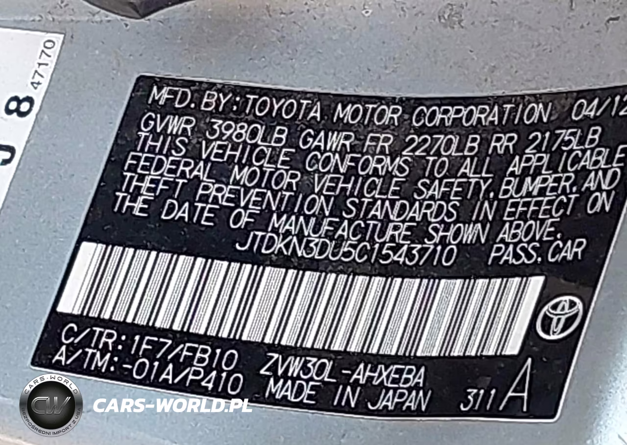 2012 Toyota Prius Two VIN:JTDKN3DU5C1543710 - 9