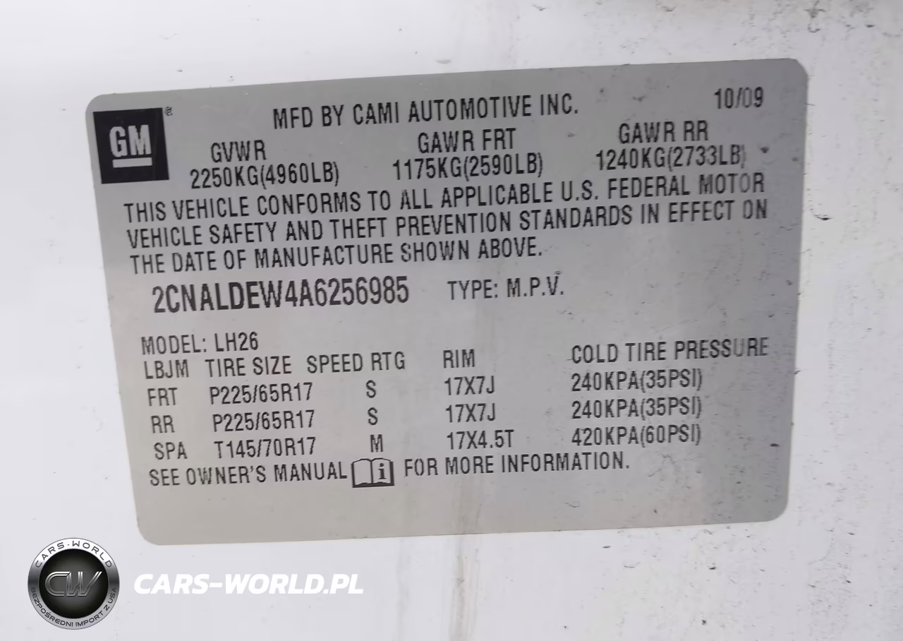 2010 Chevrolet Equinox Lt VIN:2CNALDEW4A6256985 - 9