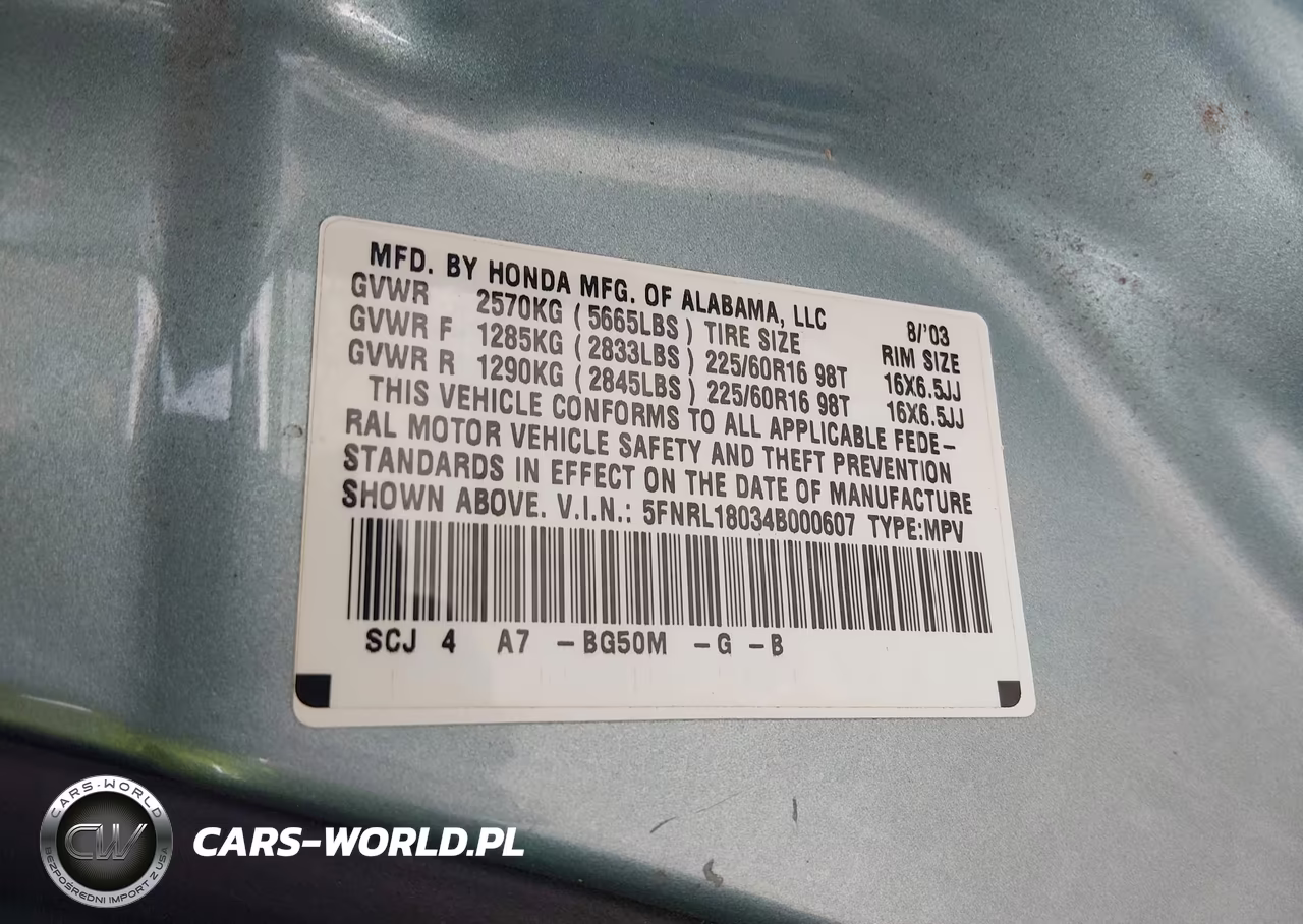 2004 Honda Odyssey Ex-L VIN:5FNRL18034B000607 - 9