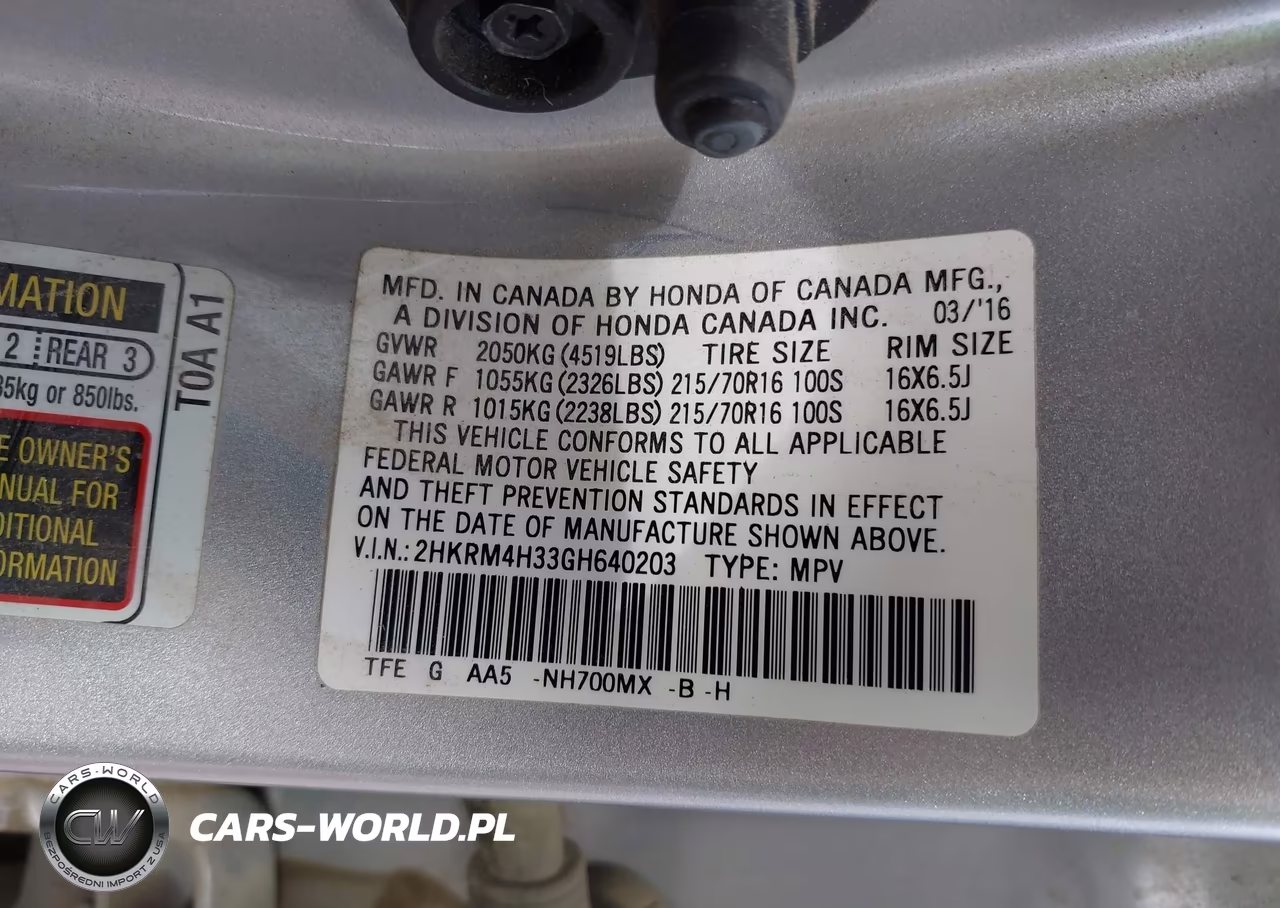 2016 Honda Cr-V Lx VIN:2HKRM4H33GH640203 - 9