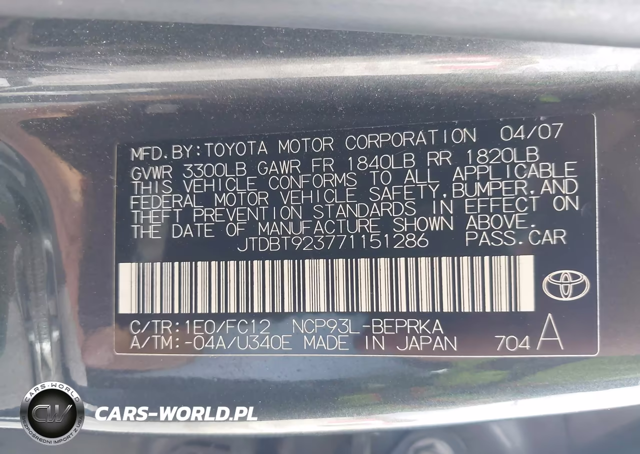 2007 Toyota Yaris VIN:JTDBT923771151286 - 9