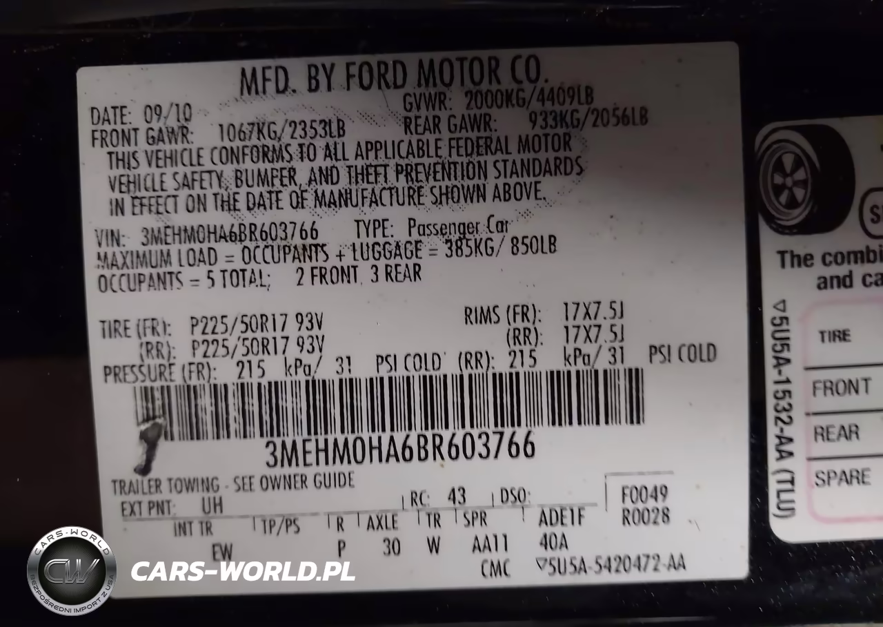 2011 Mercury Milan VIN:3MEHM0HA6BR603766 - 9
