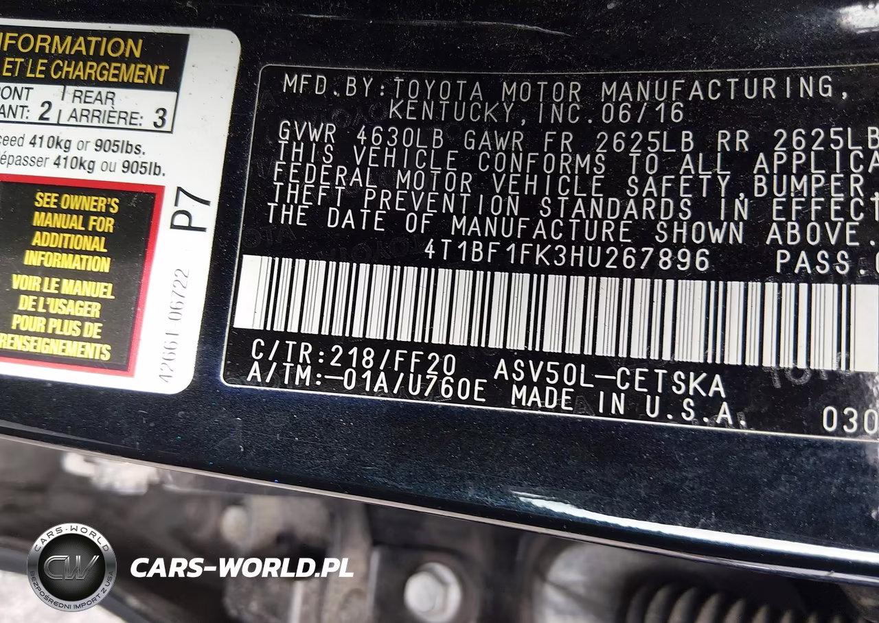 2017 Toyota Camry Se VIN:4T1BF1FK3HU267896 - 9