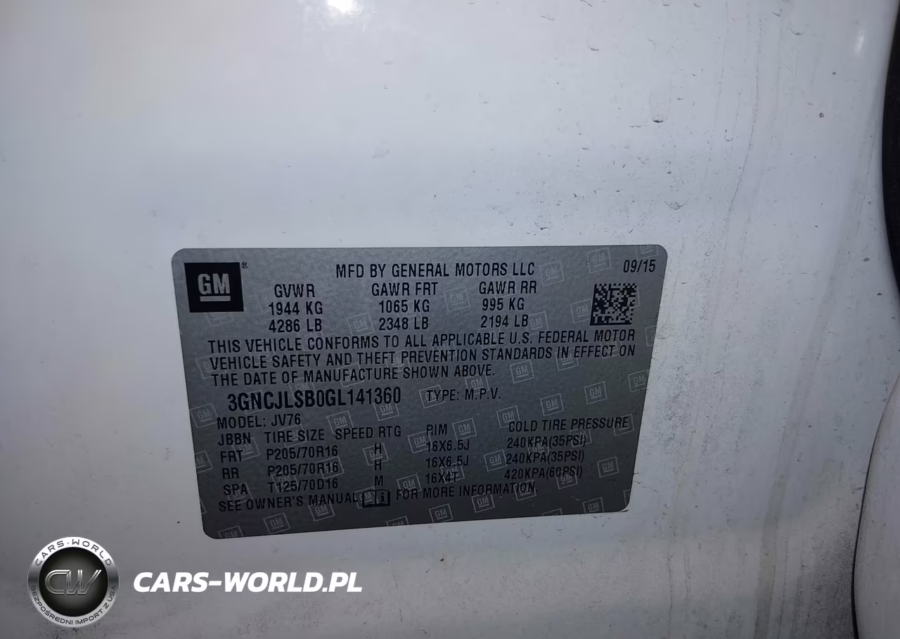 2016 Chevrolet Trax Lt VIN:3GNCJLSB0GL141360 - 9