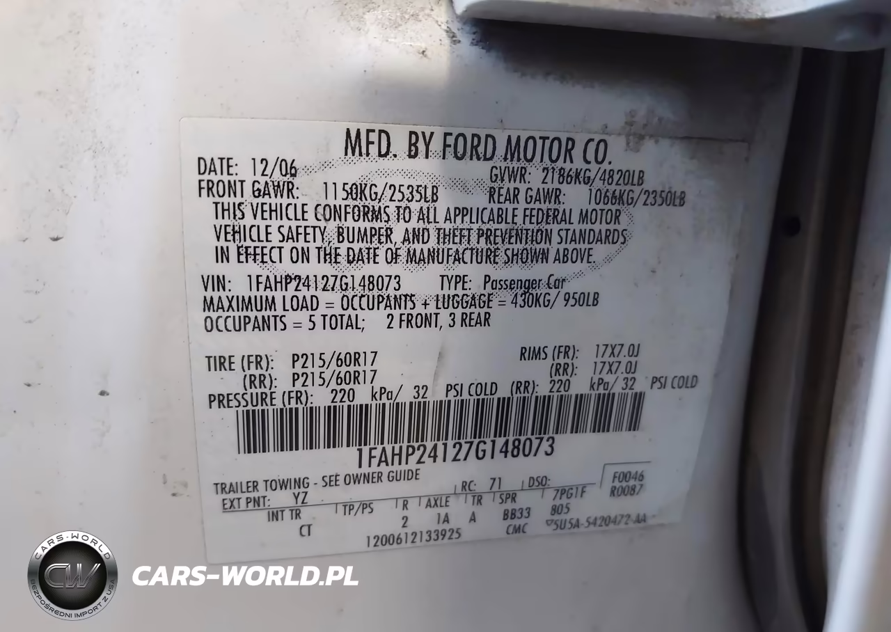 2007 Ford Five Hundred Sel VIN:1FAHP24127G148073 - 9