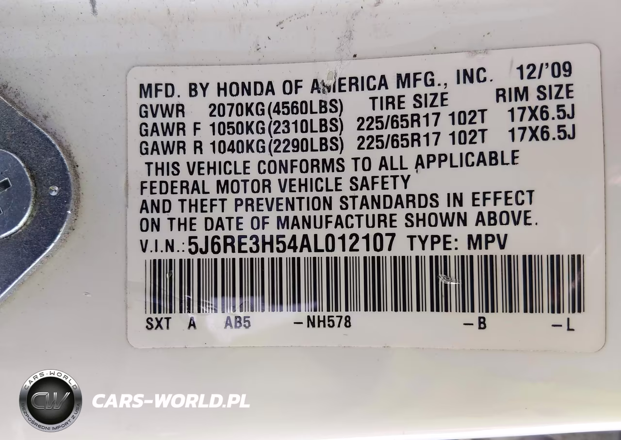 2010 Honda Cr-V Ex VIN:5J6RE3H54AL012107 - 9