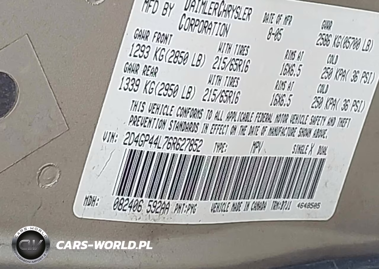 2006 Dodge Grand Caravan Sxt VIN:2D4GP44L76R627852 - 9