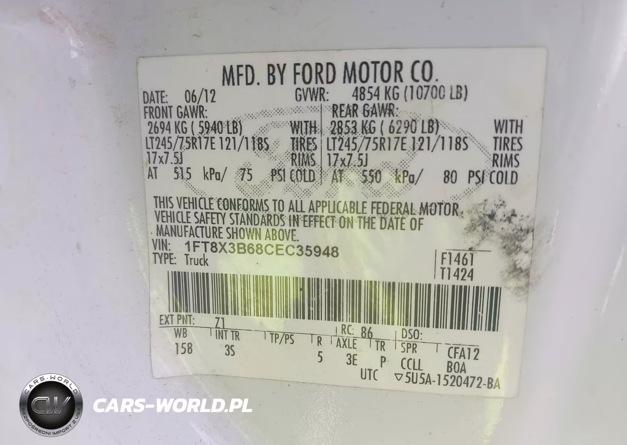 2012 Ford F-350 Xlt VIN:1FT8X3B68CEC35948 - 8