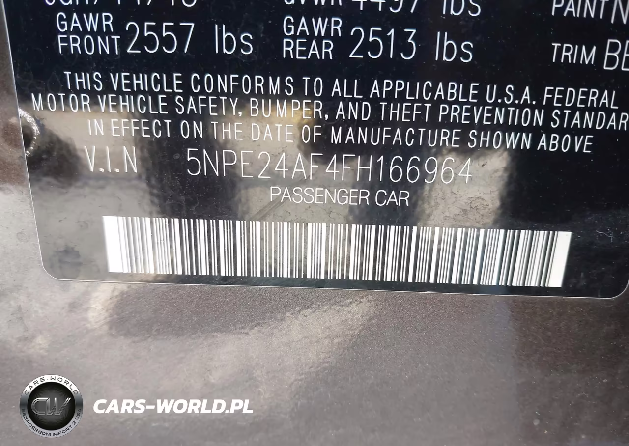 2015 Hyundai Sonata Se VIN:5NPE24AF4FH166964 - 9