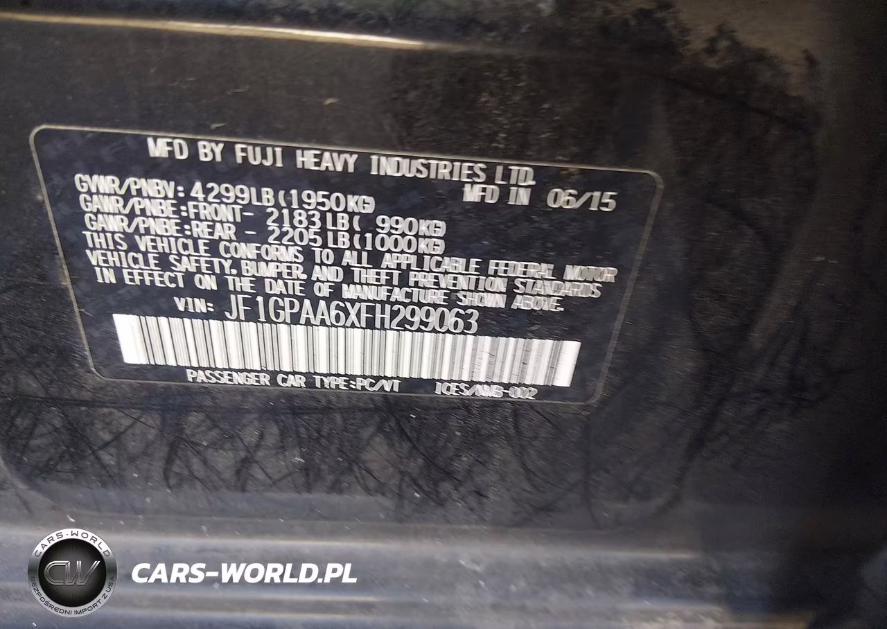2015 Subaru Impreza 2.0I VIN:JF1GPAA6XFH299063 - 9