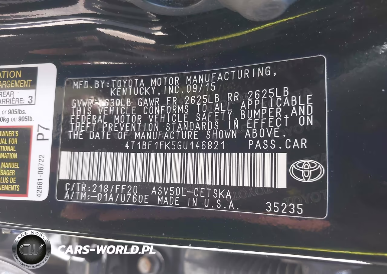 2016 Toyota Camry Se VIN:4T1BF1FK5GU146821 - 9
