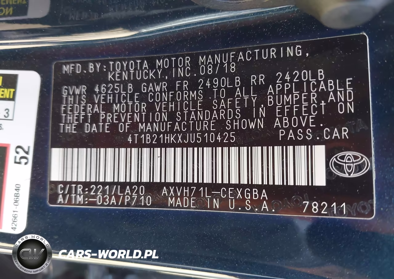 2018 Toyota Camry Hybrid Xle VIN:4T1B21HKXJU510425 - 9