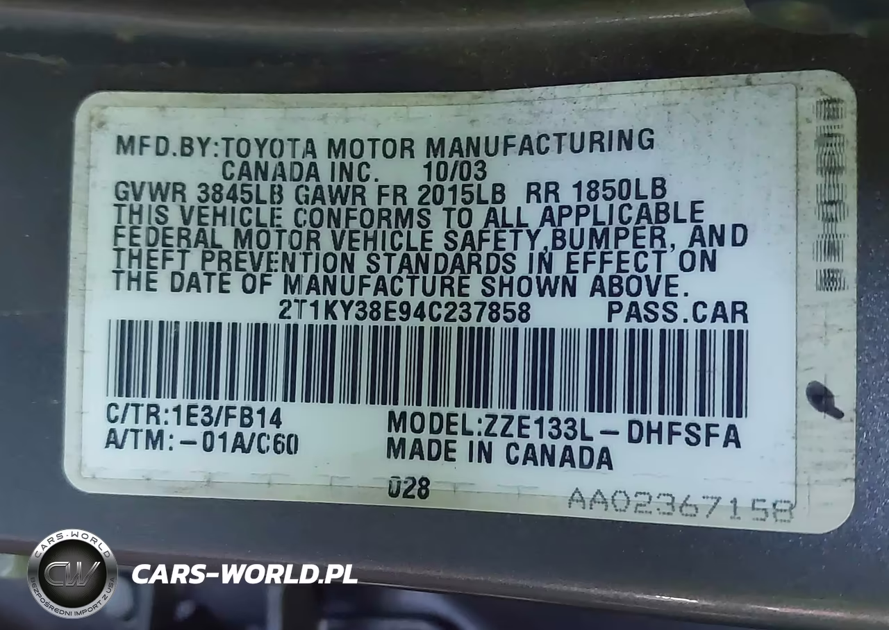 2004 Toyota Matrix Xrs VIN:2T1KY38E94C237858 - 9