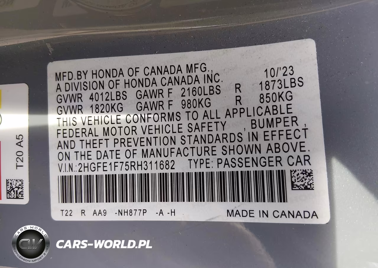 2024 Honda Civic Ex VIN:2HGFE1F75RH311682 - 9