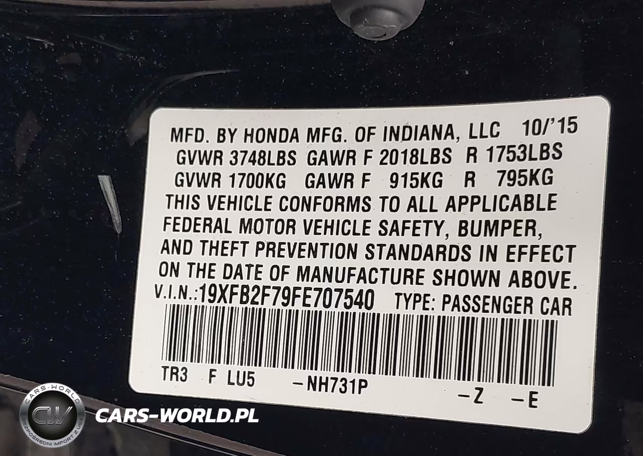 2015 Honda Civic Se VIN:19XFB2F79FE707540 - 9