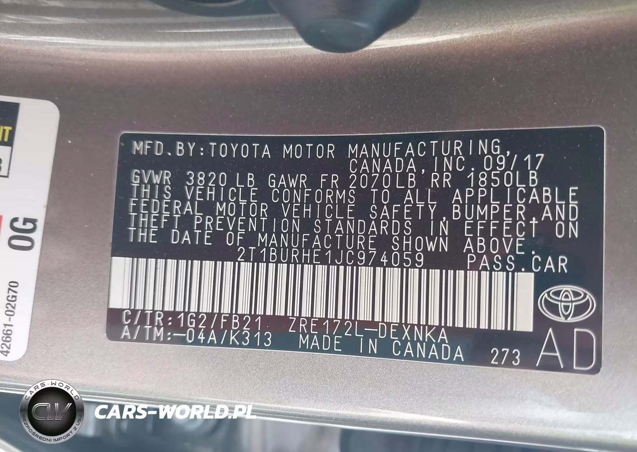 2018 Toyota Corolla Le VIN:2T1BURHE1JC974059 - 9