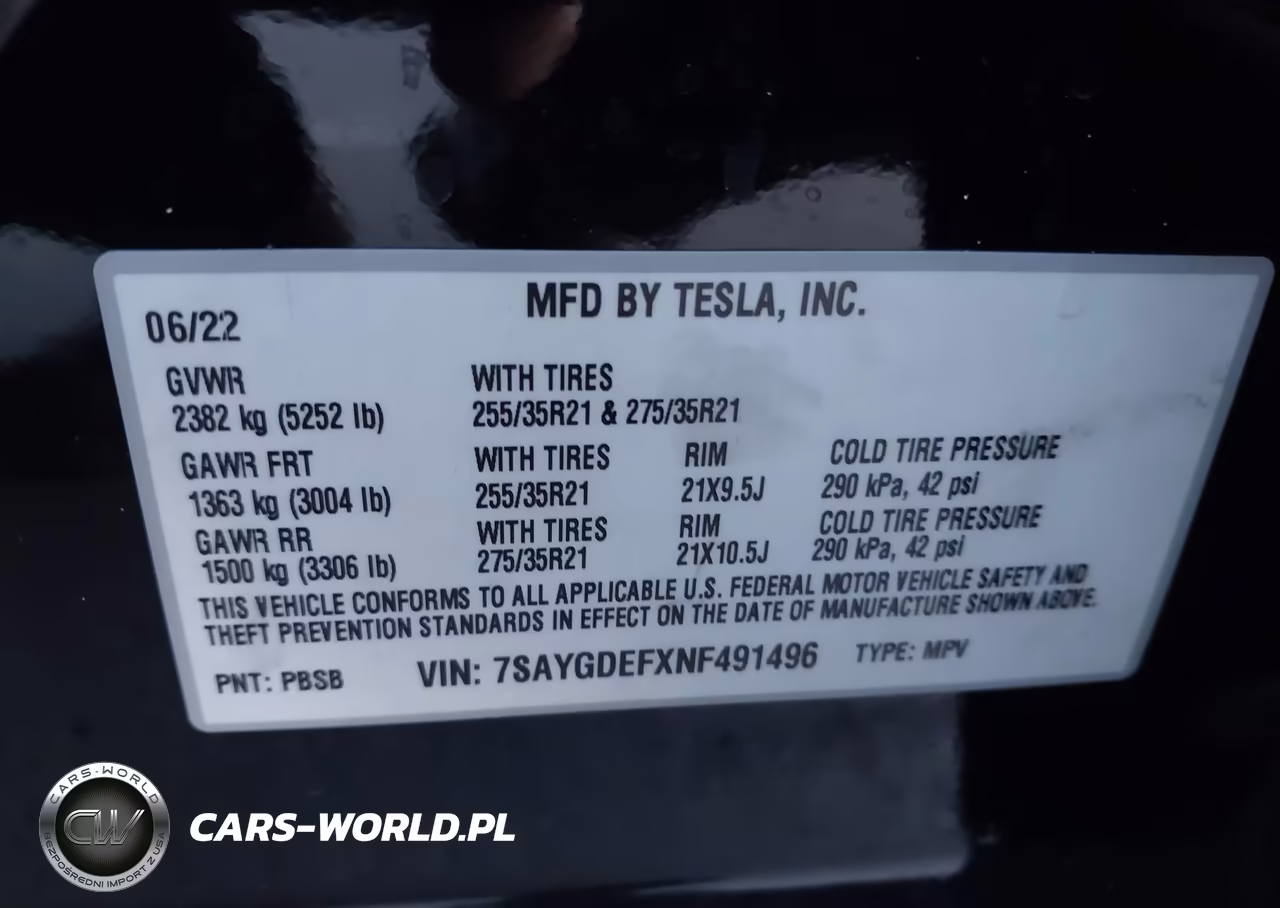 2022 Tesla Model Y Performance Dual Motor All-Wheel Drive VIN:7SAYGDEFXNF491496 - 9