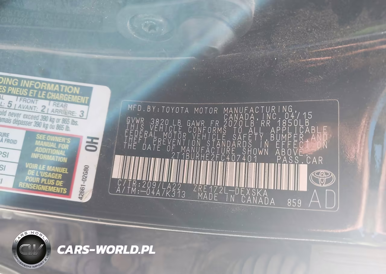 2015 Toyota Corolla S Premium VIN:2T1BURHE2FC407401 - 9