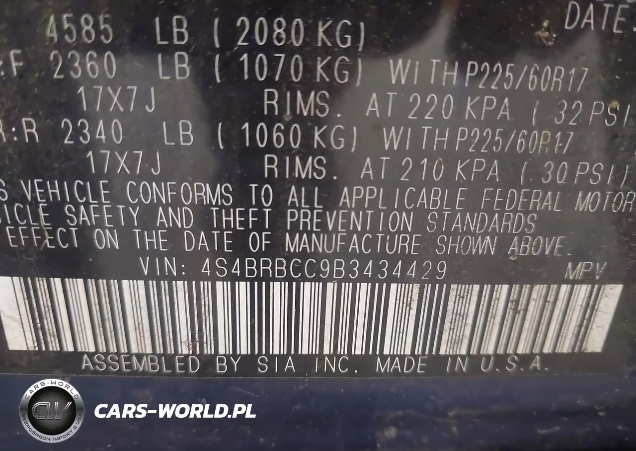 2011 Subaru Outback 2.5I Premium VIN:4S4BRBCC9B3434429 - 9