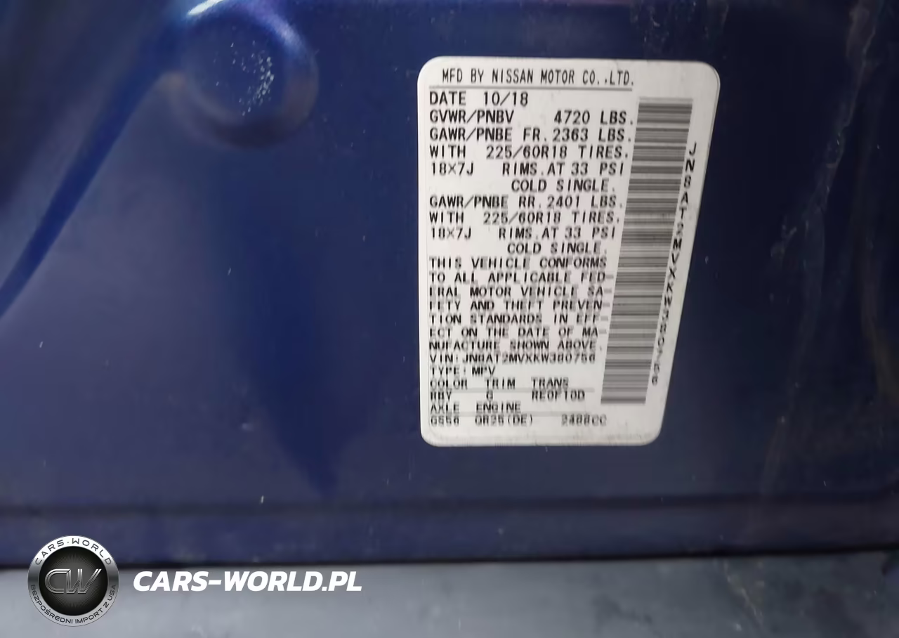 2019 Nissan Rogue Sv VIN:JN8AT2MVXKW380756 - 9