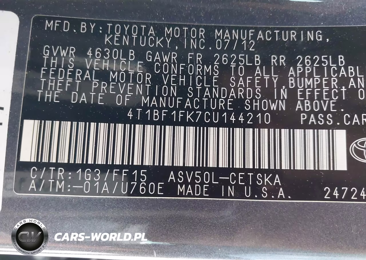 2012 Toyota Camry Se VIN:4T1BF1FK7CU144210 - 9