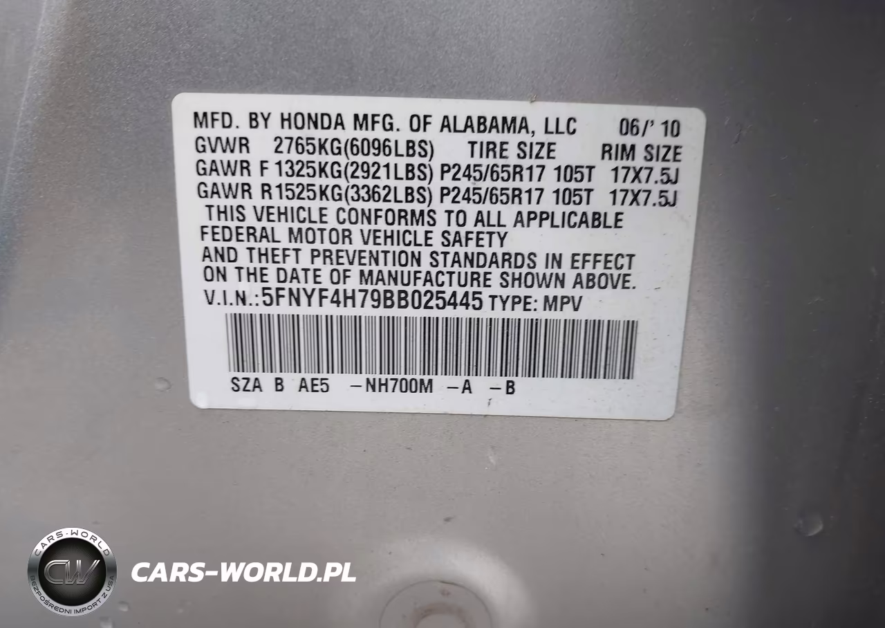 2011 Honda Pilot Ex-L VIN:5FNYF4H79BB025445 - 9