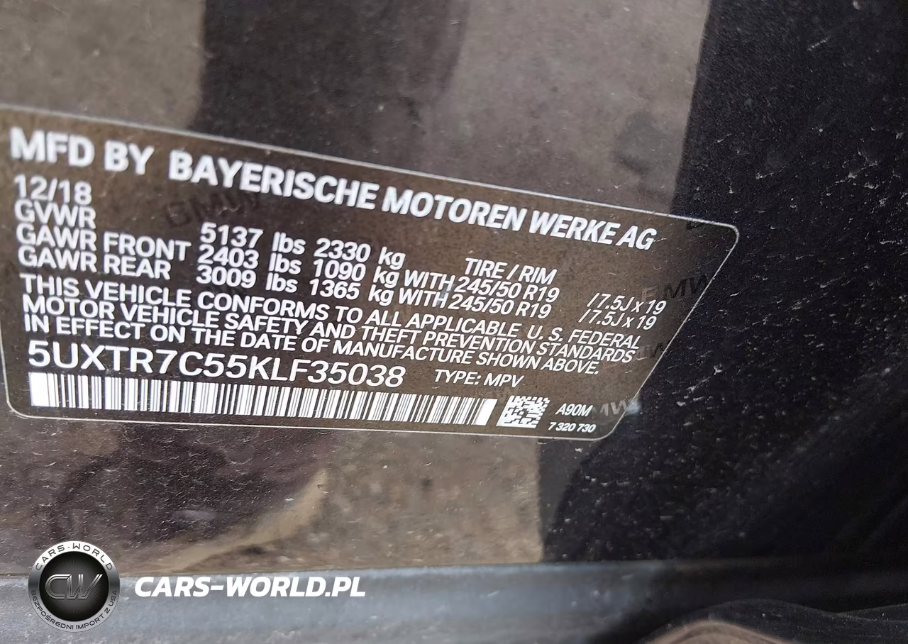 2019 BMW X3 Sdrive30I VIN:5UXTR7C55KLF35038 - 9