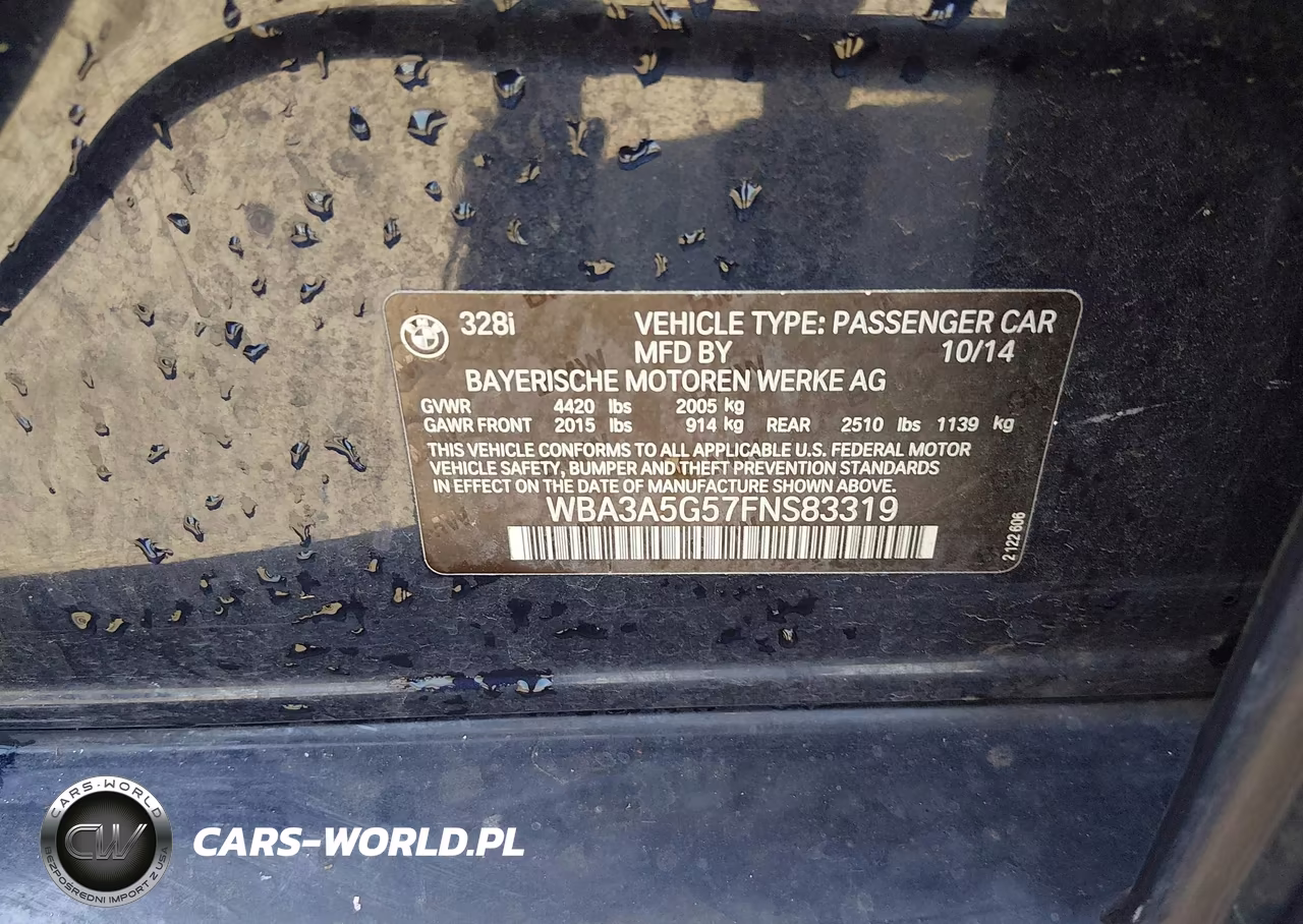 2015 BMW 3 Series 328I VIN:WBA3A5G57FNS83319 - 9