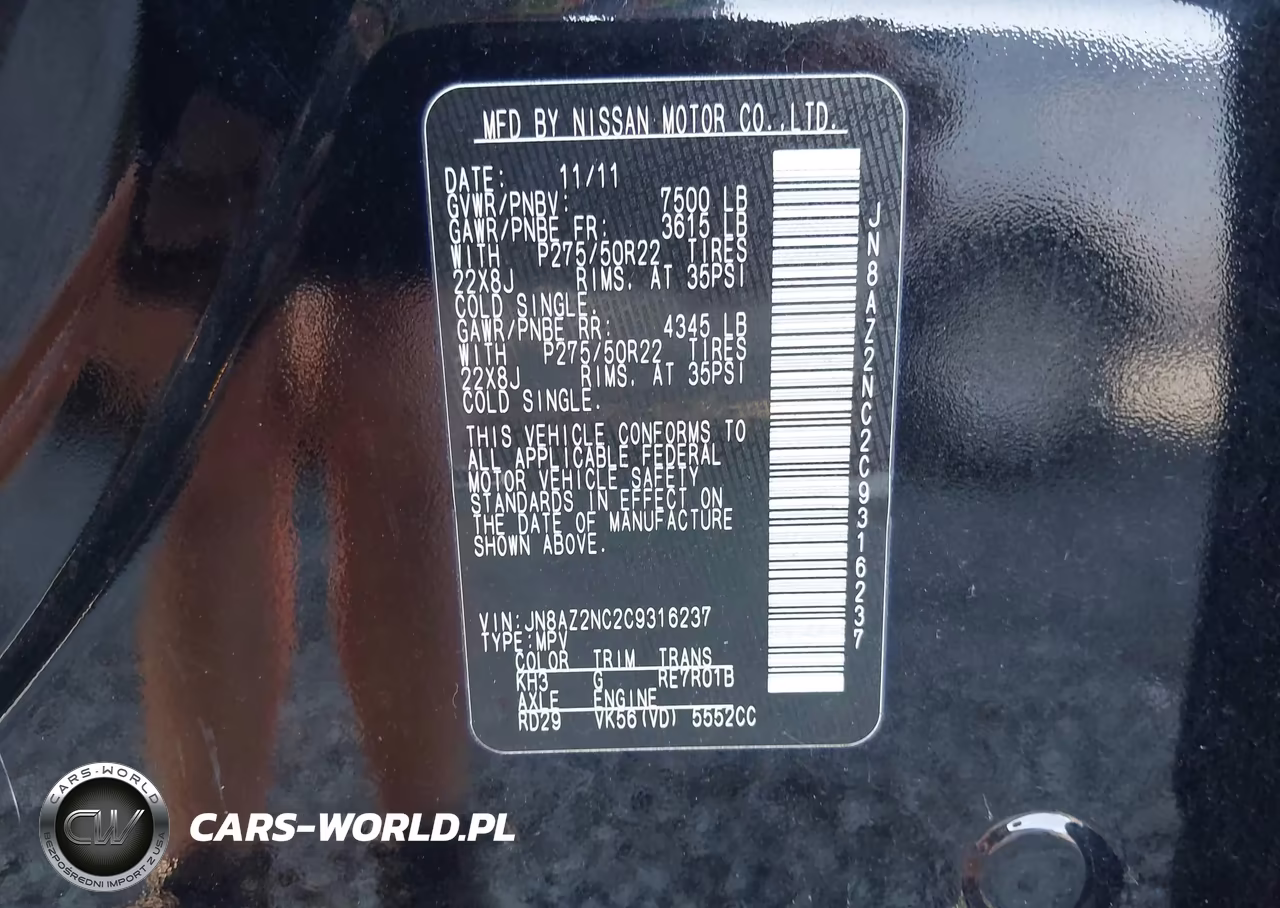 2012 Infiniti Qx56 VIN:JN8AZ2NC2C9316237 - 9