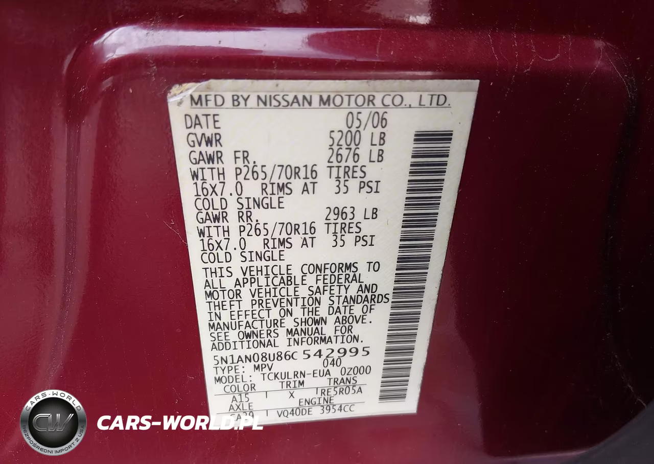 2006 Nissan Xterra S VIN:5N1AN08U86C542995 - 9