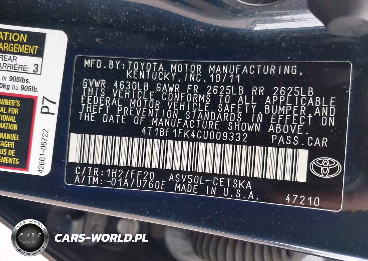 2012 Toyota Camry Se VIN:4T1BF1FK4CU009332 - 9