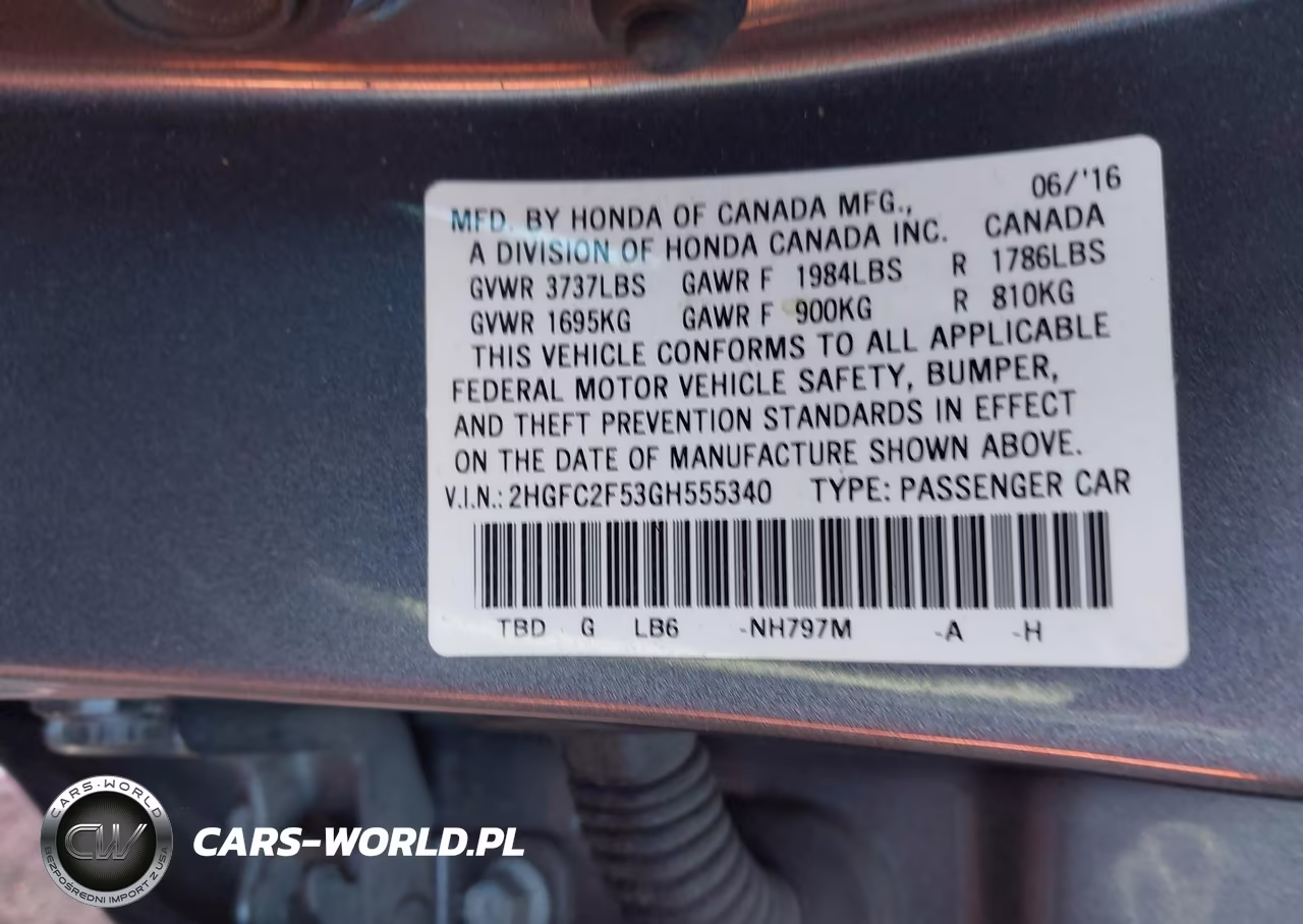 2016 Honda Civic Lx VIN:2HGFC2F53GH555340 - 9