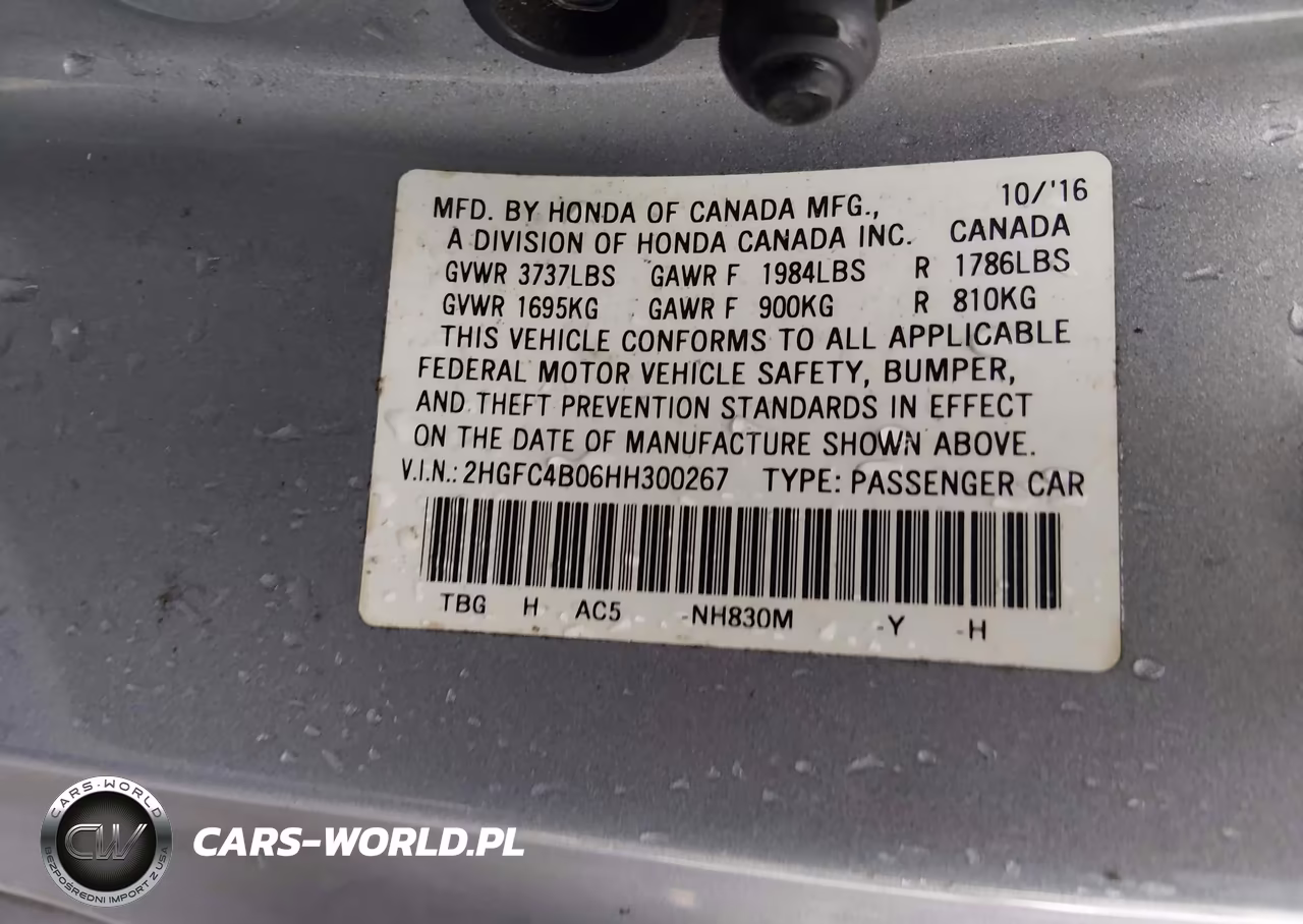 2017 Honda Civic Lx-P VIN:2HGFC4B06HH300267 - 9
